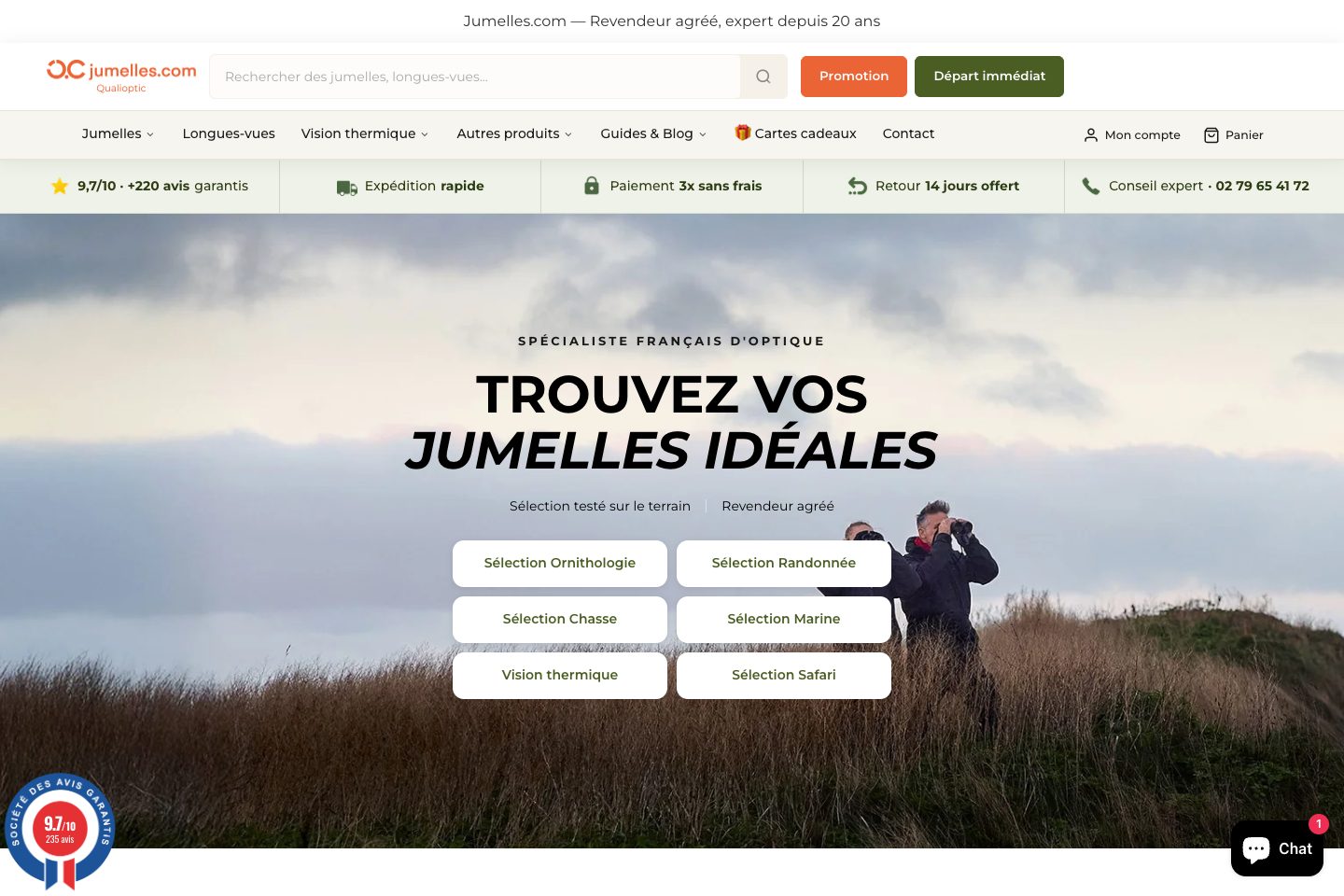 Page d’accueil de Jumelles.com